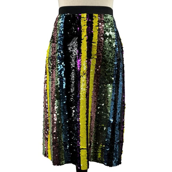 DAVI & DANI Dresses & Skirts - Love this! Davi & Dani Multi-Color Mulit-Strip Sequin A-Line Stretch Ski…